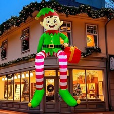 8FT Christmas Inflatables Outdoor Decorations, Christmas Inflatable Sitting Elf