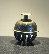 Vintage Brass Etched Spiritual Temple Elephant Claw /Cage Bell With Chime