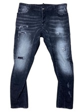 DSQUARED2 Classic Kenny Twist Jeans Black Charcoal Stretch Slim Men's 52 W38 L29