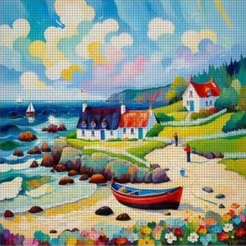 Houses the sea - sea, printed