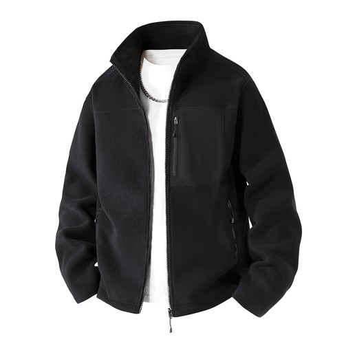 Mens black fleece jacket full - mens,