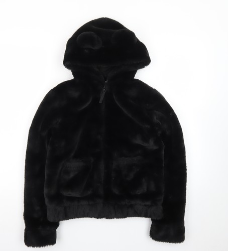 Girls black faux fur - black,