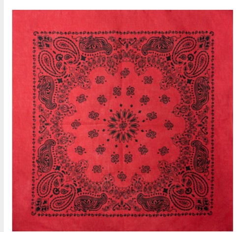 Red black cotton bandana - red,
