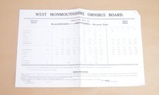 Bus Timetable Sheet West Monmouthshire Omnibus Board Blackwood Abertysswg 1934