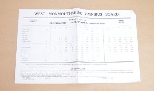 Bus timetable sheet - timetable, west