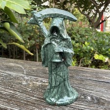 7.9" 1.9LB Natural Xiuyan Jade Death Scythe Quartz Crystal Carving Decor Reiki