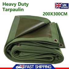 Green Canvas Heavy Duty Cotton Tarpaulin Cover Boat Log Store Roofing Sheet UK