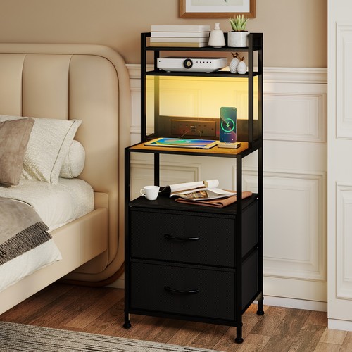Led lighted bedside table with - led,