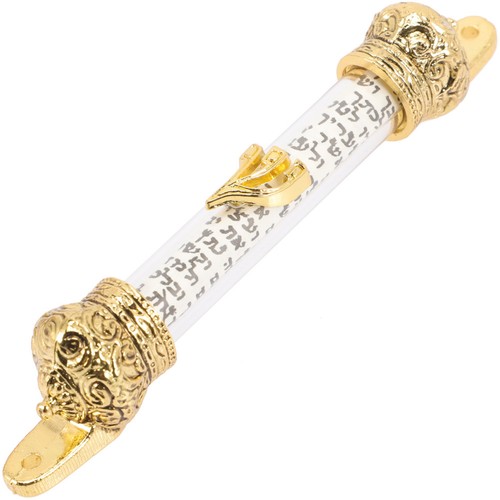 Metal mezuzah with scroll - mezuzah,