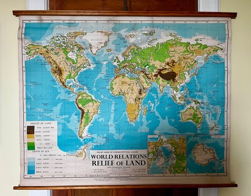 1968 pull down vintage map - 1968,