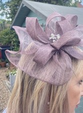 Taupe Fascinator With Diamanté Centre