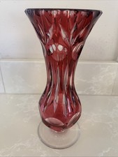 Bohemia Red Cut Glass Vase
