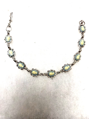 Vtg silver tone blue cream