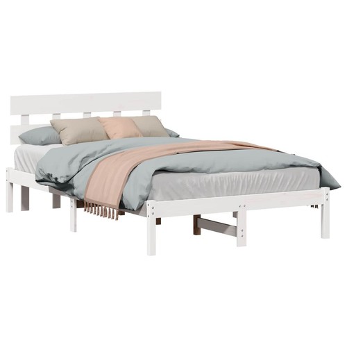 Bed frame white solid pine - frame,