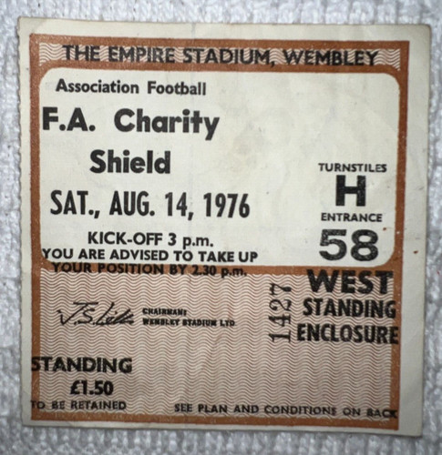 Ticket 1976 charity shield - charity,