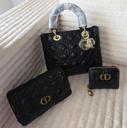 Black quilted bag - bag, set
