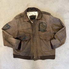 Adler Exploration Jacket LARGE Distressed Brown Leather B-52 Bomber L *Small Rip
