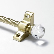 Satin Brass Stair Rods - 3/8" x 28.5" - Candy Twist - Crystal Finial