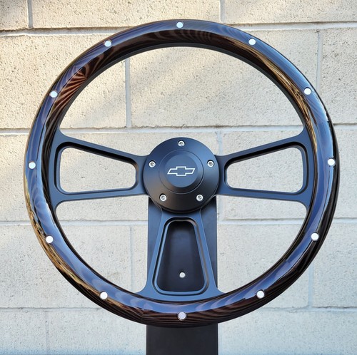 Black billet steering - 14",