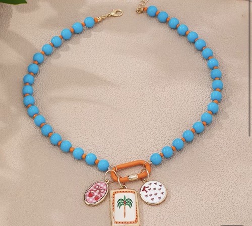 Handmade resin beaded necklace - handmade,