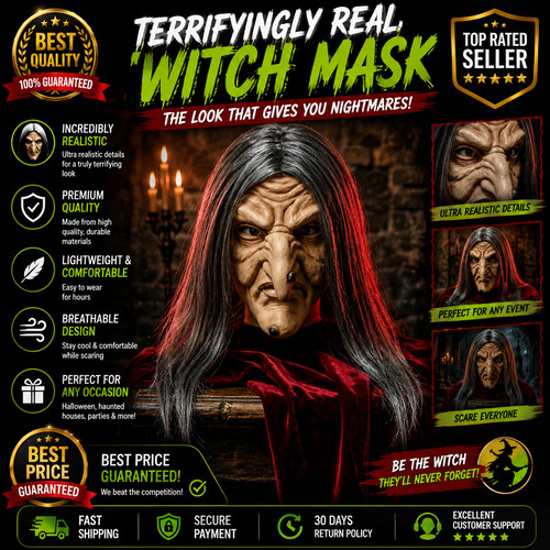 Latex witch granny mask - latex,