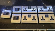 Job Lot Brushed Stainless Steel 4 x Double Sockets & 3 x Fused Swithes