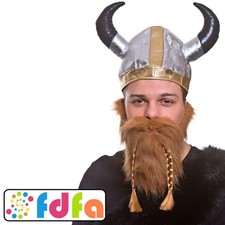 Wicked Norse Medieval Viking Beard With Plaits Adults Mens Fancy Dress