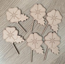 Wooden MDF Poppy Craft Shapes pack of 12 Embellishments 7.5cm