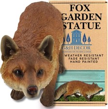 Fox Garden Ornament Mini Sculpture Realistic Walking Hunting Fox Decoration