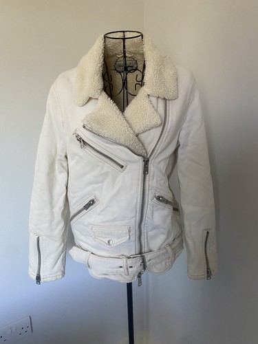 Allsaints cream denim biker - allsaints,