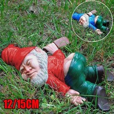 Funny Rude Naughty Drunk Gnome Elf Statue Patio Ornament Garden Lawn Decor