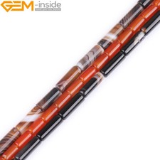 Natural Gemstone Column Tube Vintage Old Agate Spacer Beads Jewelry Making 15"