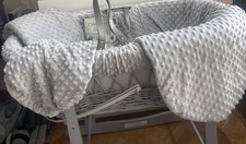 Clair De Lune Grey Moses Basket Hood Liner Apron And Blanket VGC Basket Not Inc