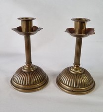 Pair Of Ornate Antique Weighted Cast Brass Candle Stick Holders