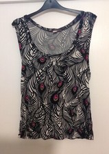 Matthew Williamson H&M Designer Scoop Neck Peacock Print Top Sleeveless Size M