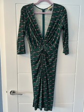 Issa London green snake print 3/4 sleeve stretch dress UK10