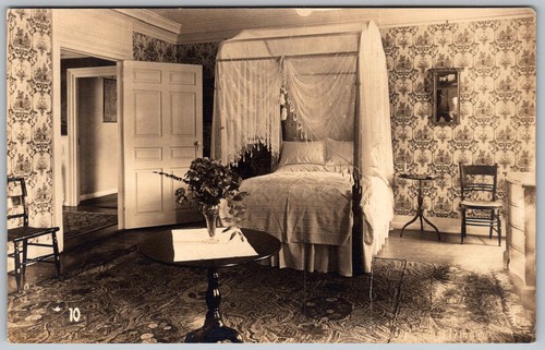 Antique postcard canopy bed - postcard,