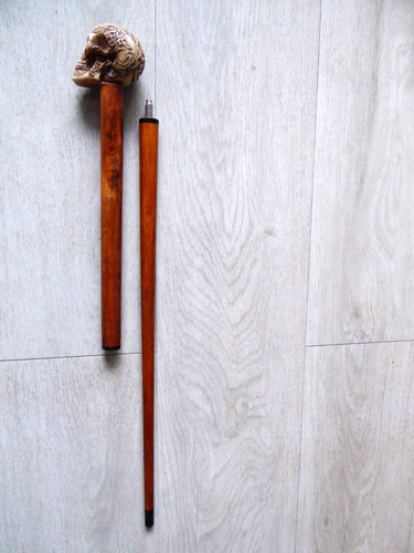 Skull handle piece wood - skull,