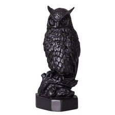 Decorative Stone Statue Figurine Sculpture Black Owl 10 cm