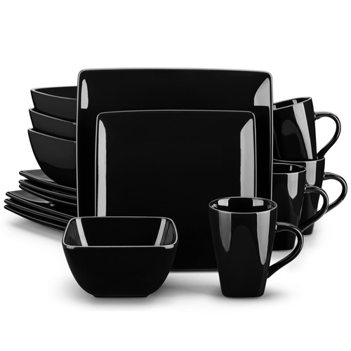 Black stoneware dinnerware set - stoneware,