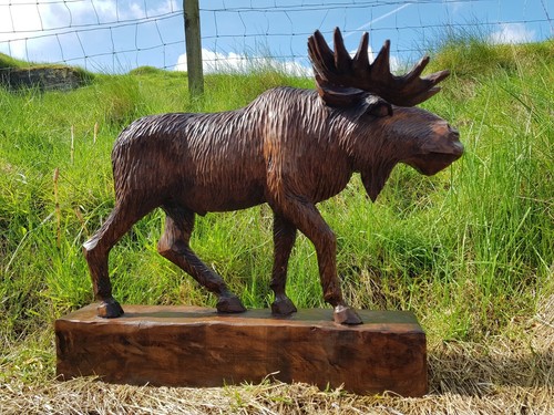 Moose elk hand carved large - moose,