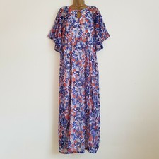 NEW Ex ANN HARVEY Plus Size 16-26 Floral Printed Chiffon Maxi Dress Blue White