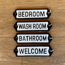 VINTAGE DOOR SIGNS CAST IRON STYLE METAL BEDROOM, WELCOME, BATHROOM & WASHROOM