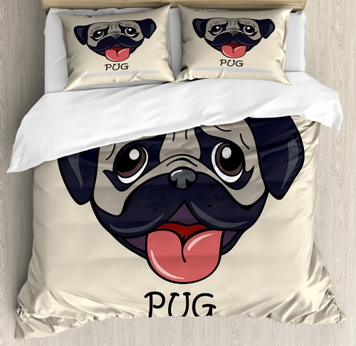 Pug duvet cover set - cover, cartoon