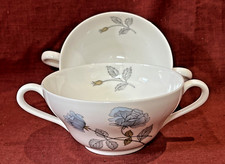 2 X Wedgwood Ice Rose Double Handled Soup Bowls/Cups Excellent/Mint