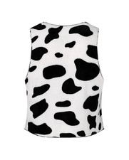 UK Men's Vest Top Sleeveless Cow Print Flannel Open Front Coat Cowboy Costumes