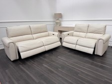 Furniture Village Nixon 3 & 2 Seater Sofa Set Power Recliner Frost Leather