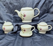 Wild Irish Flowers Porcelain Tea Set Pot Cream Sugar Cup White Purple John Hinde
