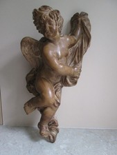 ANTIQUE  STONE/ CAST? CHERUB GARDEN WALL PLAQUE