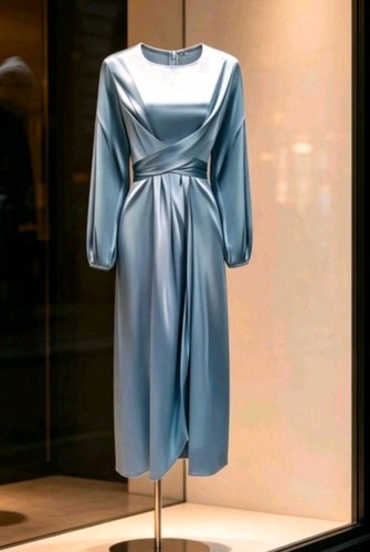 Womens satin long - satin, sleeve